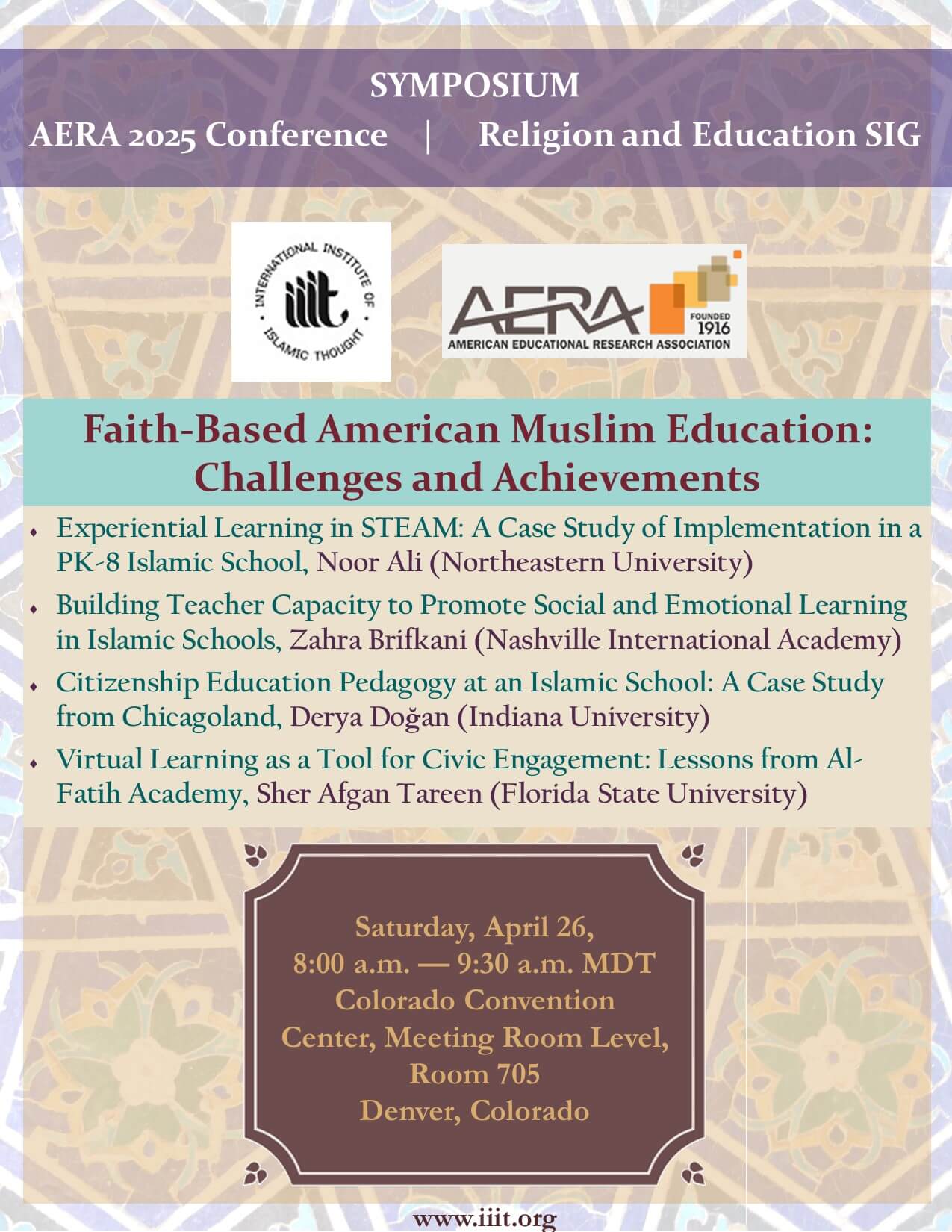 IIIT at AERA 2025 Annual Meeting